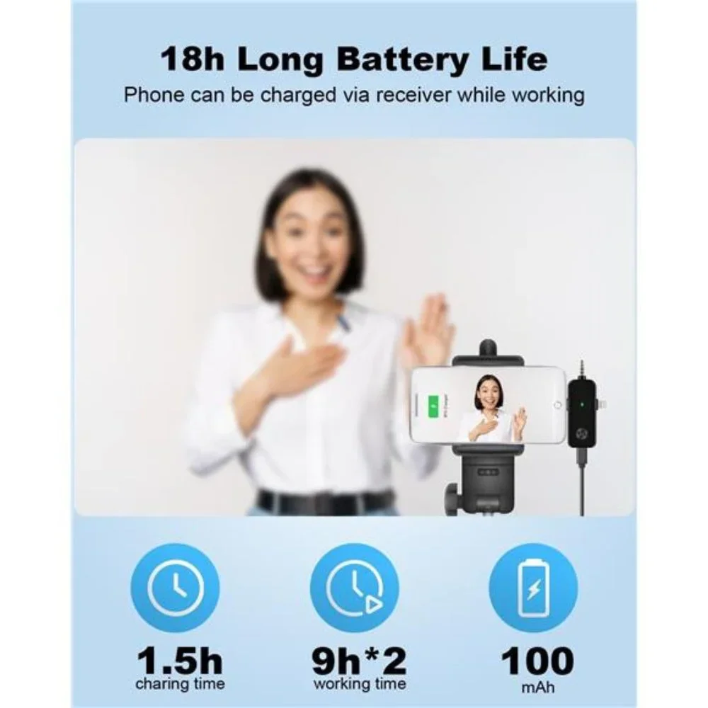 Wireless Lavalier Microphone,3 in 1 Mini Wireless Microphone w/ Noise Reduction